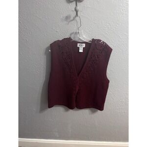 Koret‎ Women's Maroon Size Large Vintage Knit Sweater Vest
